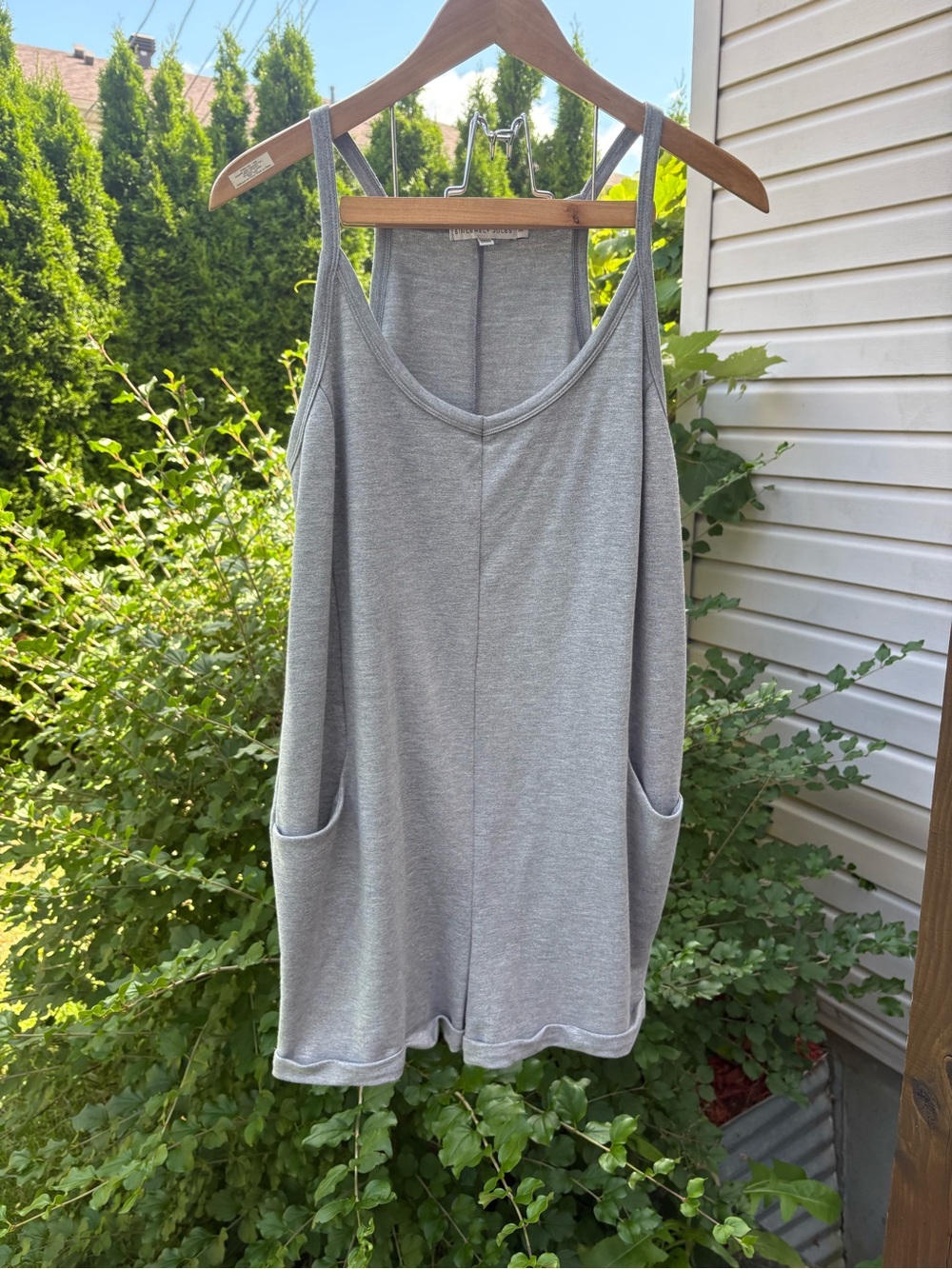 Sincerely Jules Grey Knit Romper Size M | Sleeveless Lounge Romper with Pockets
